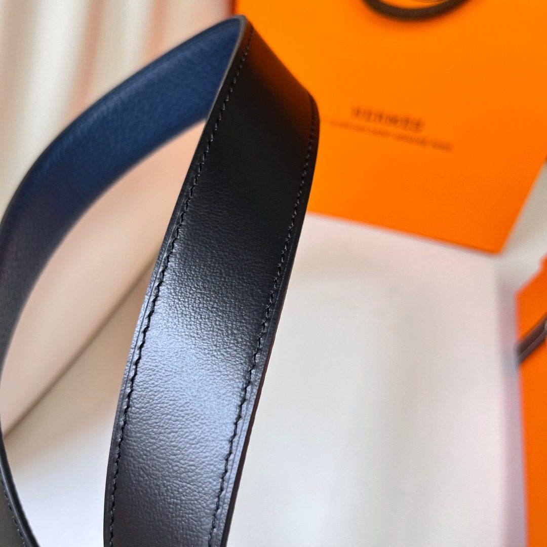 Hermès Reversible Leather Belt Blue