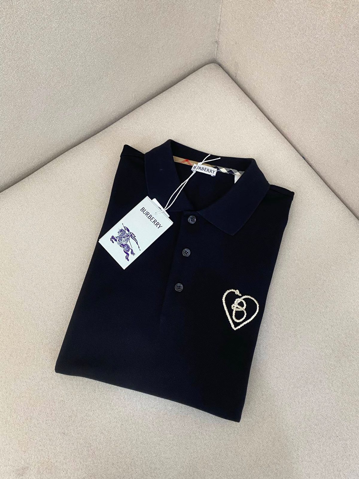 Burberry Heart Logo Polo Shirt Black