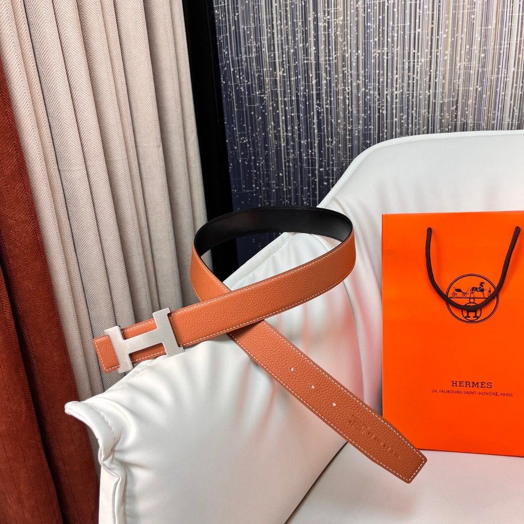Hermès Reversible Leather Belt with H Buckle