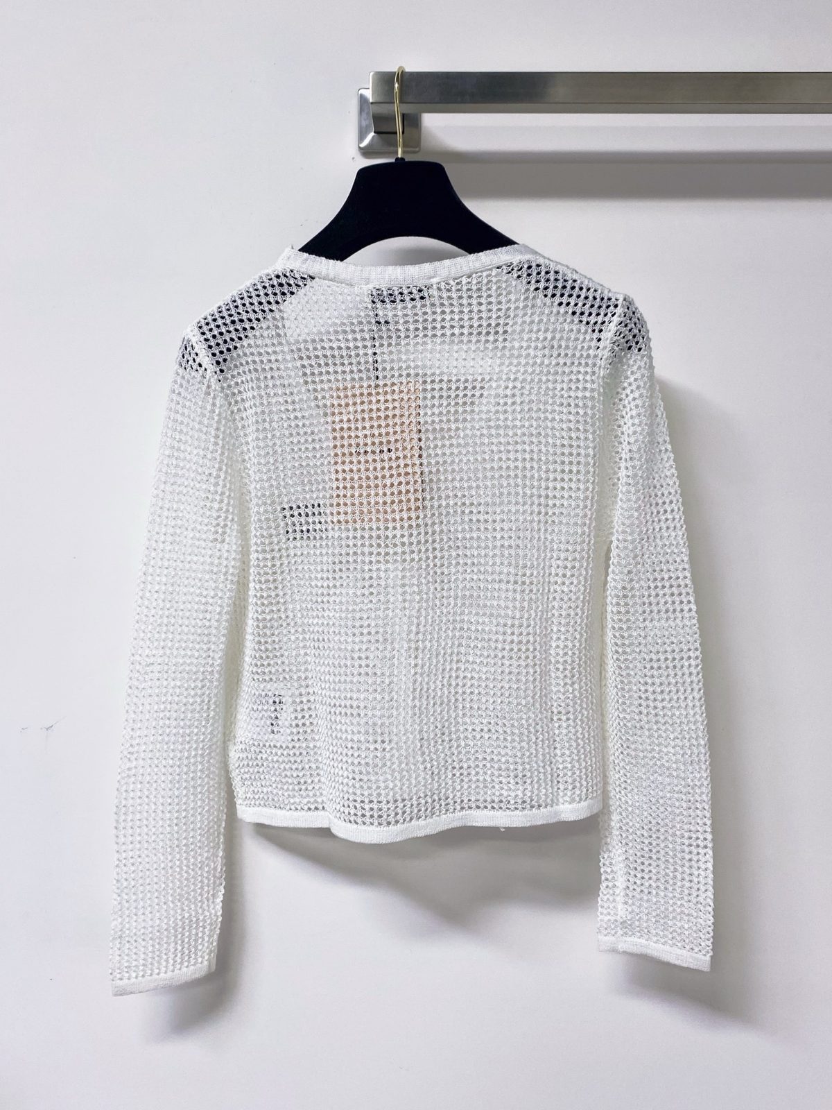 Prada White Mesh Knit Crewneck Sweater
