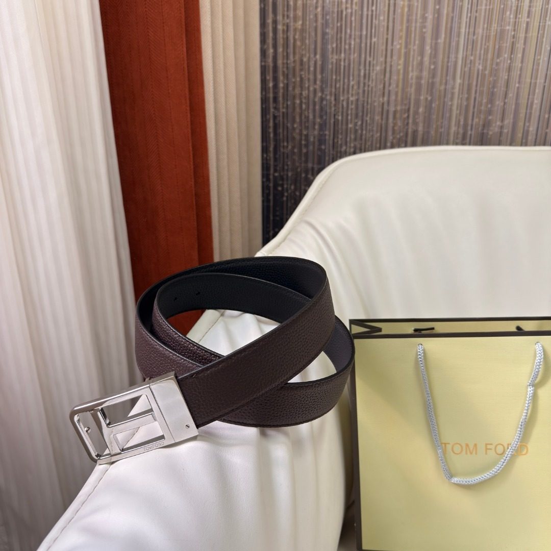 Tom Ford Leather Belt with Metal Buckle