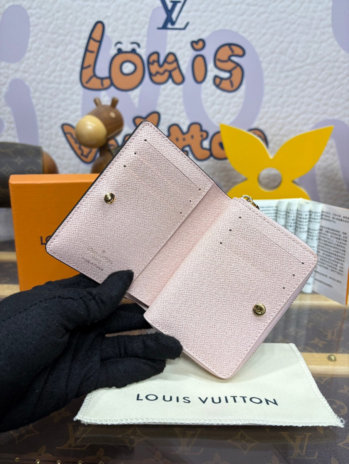 Louis Vuitton Damier Azur Zippy Wallet Pink