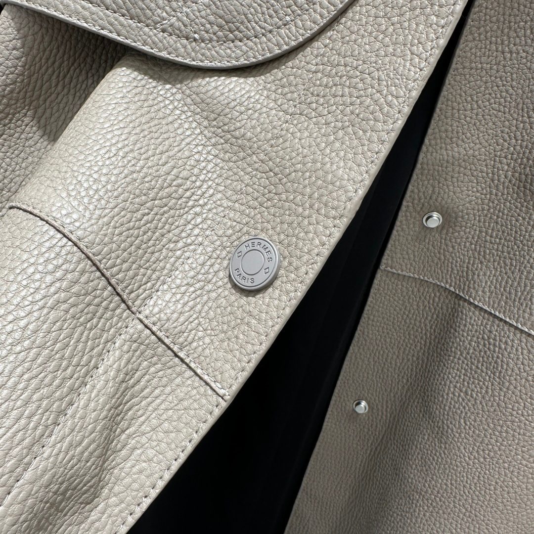 Hermès Leather Trench Coat Beige