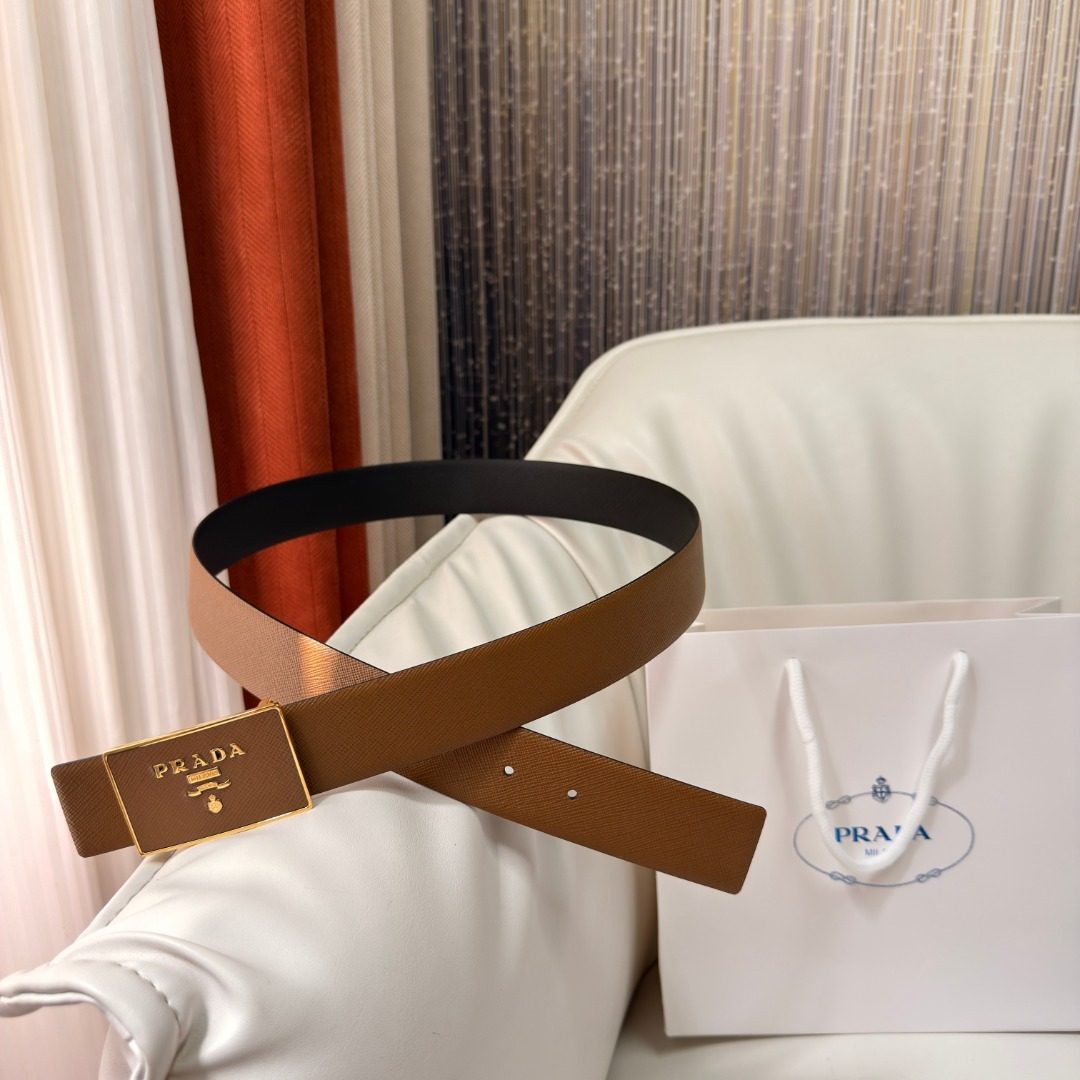 Prada Saffiano Leather Reversible Belt