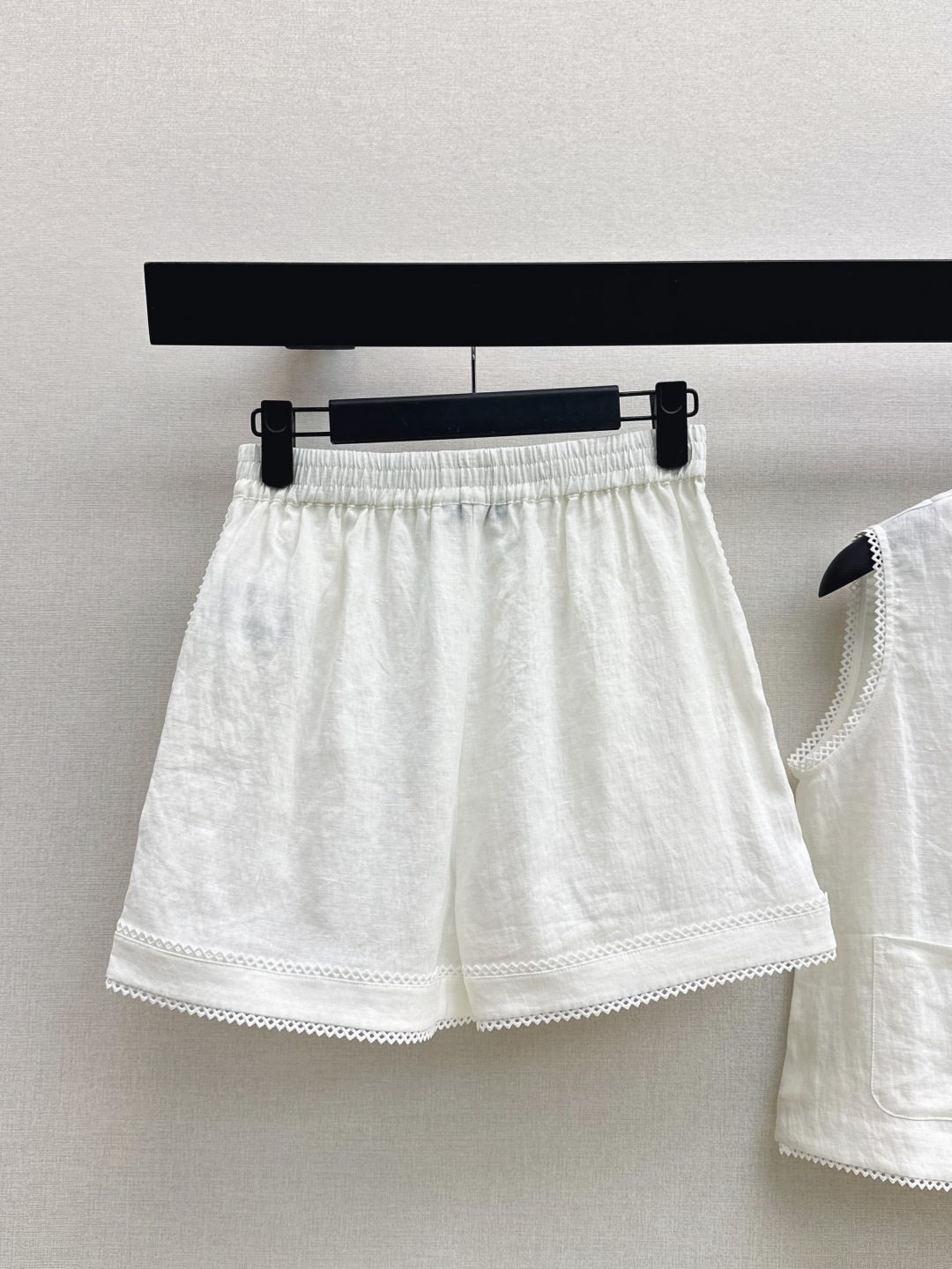 Prada Lace-Trim White Linen Shorts