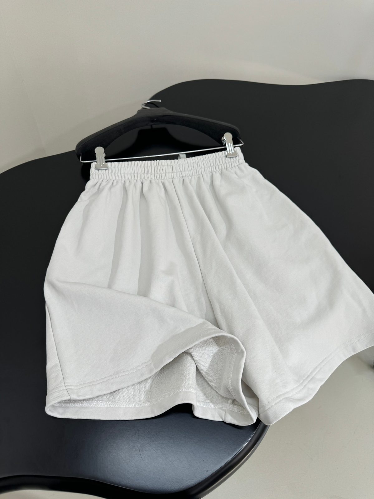 White Drawstring Shorts with Clip Waistband