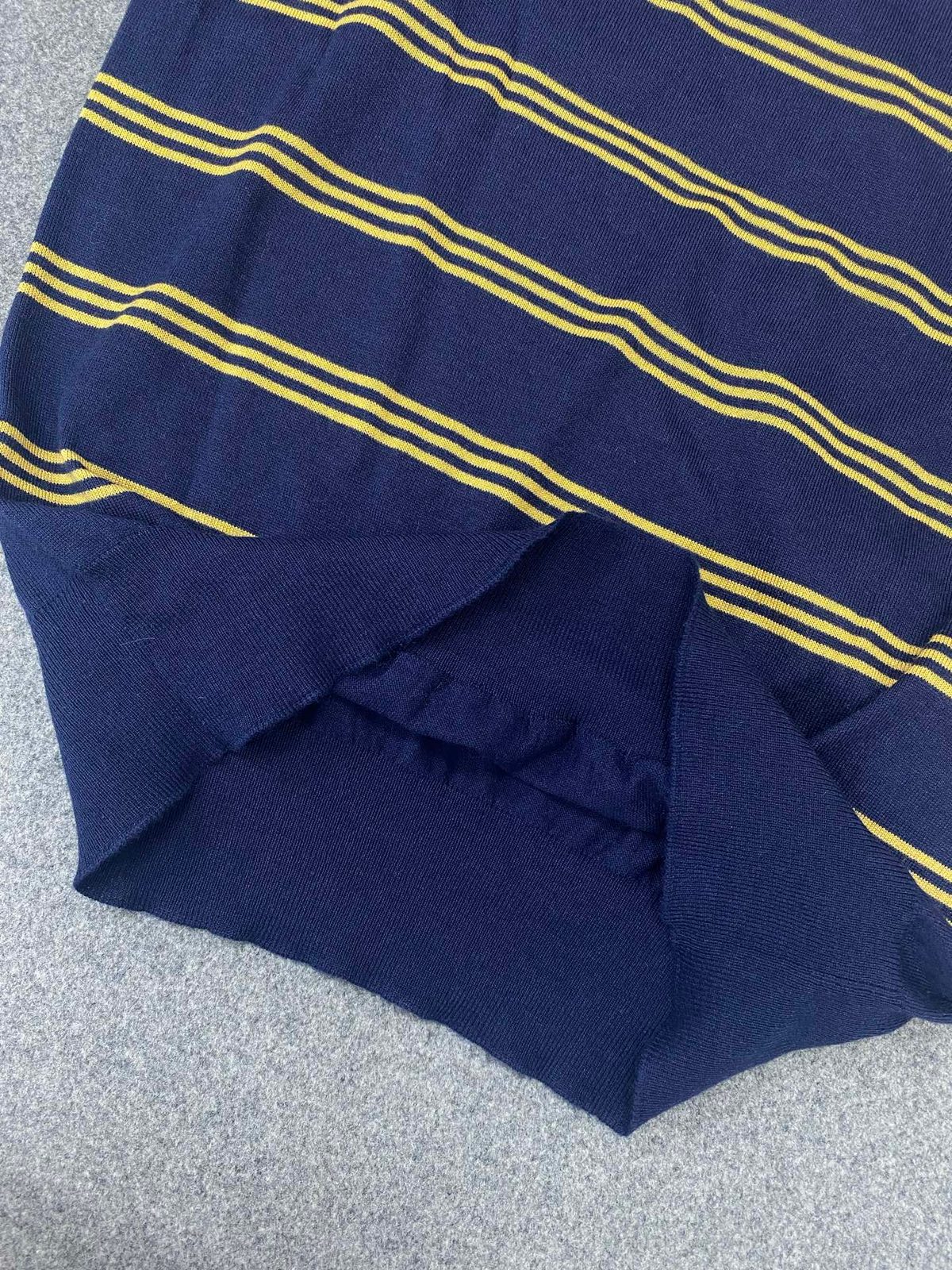 Navy and Gold Striped Crewneck Sweater