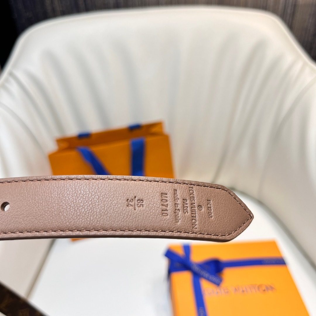 Louis Vuitton Monogram Leather Belt with Gold Buckle