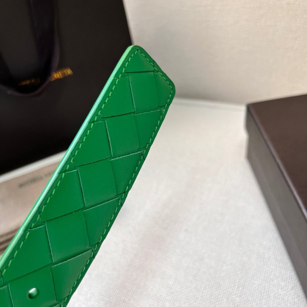 Bottega Veneta Intrecciato Leather Belt Green