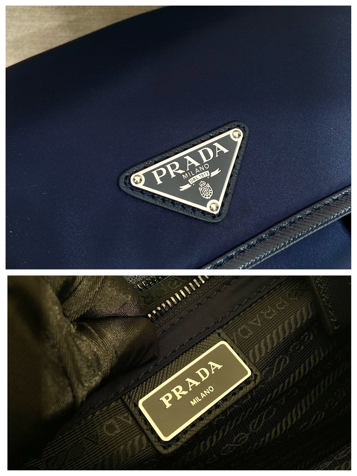Prada Nylon Shoulder Bag Milano Navy