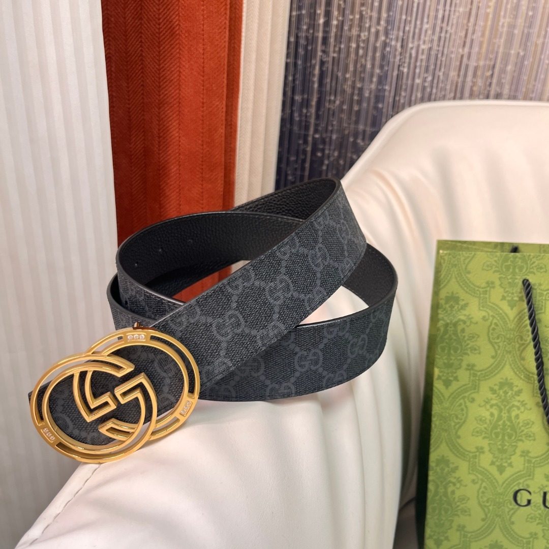 Gucci GG Monogram Canvas Leather Belt