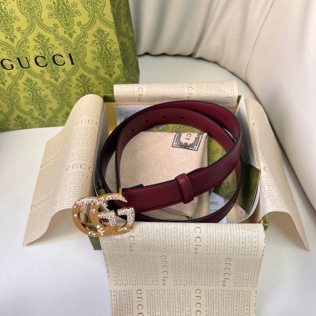 Gucci GG Marmont Leather Belt Burgundy