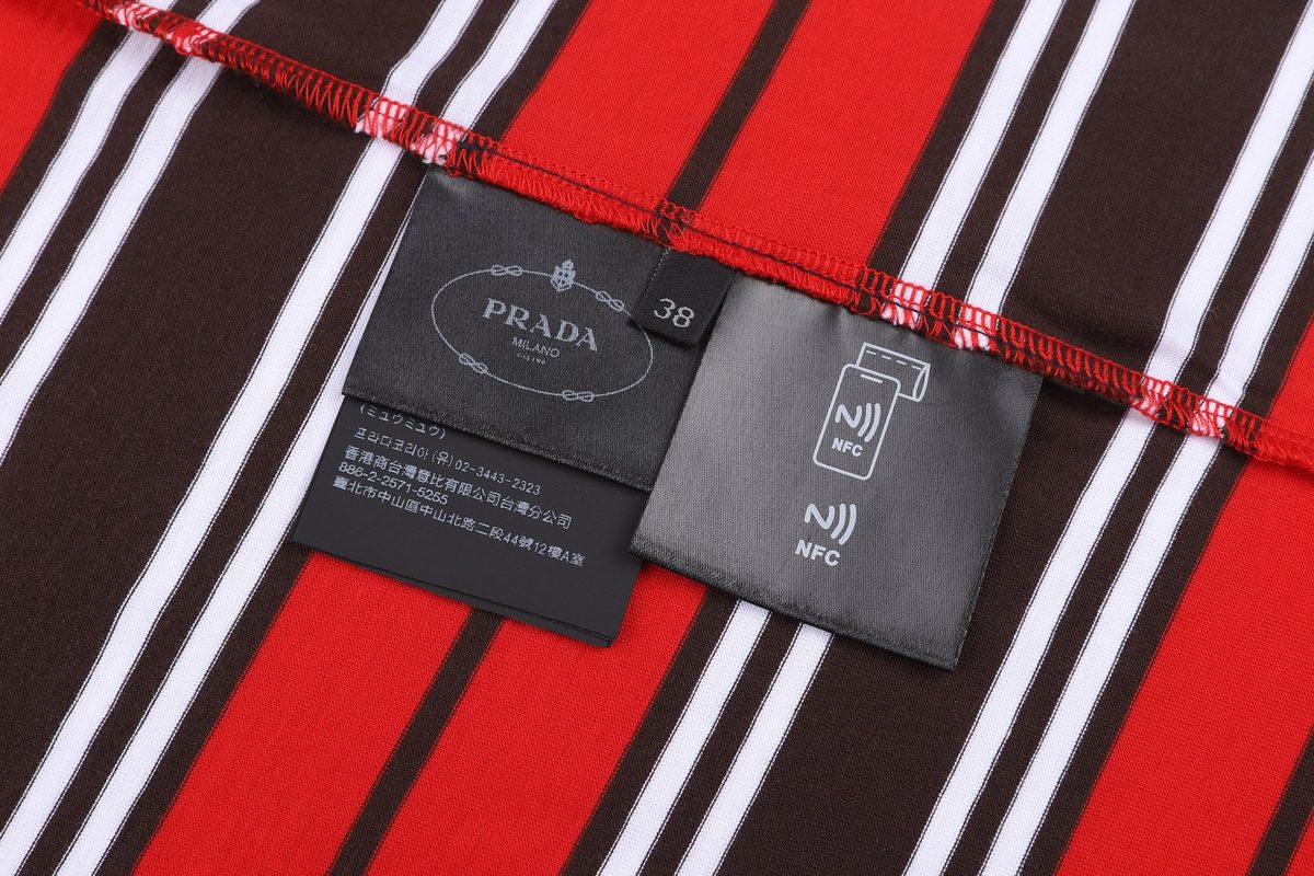 Prada Striped Cotton Crew Neck T-Shirt