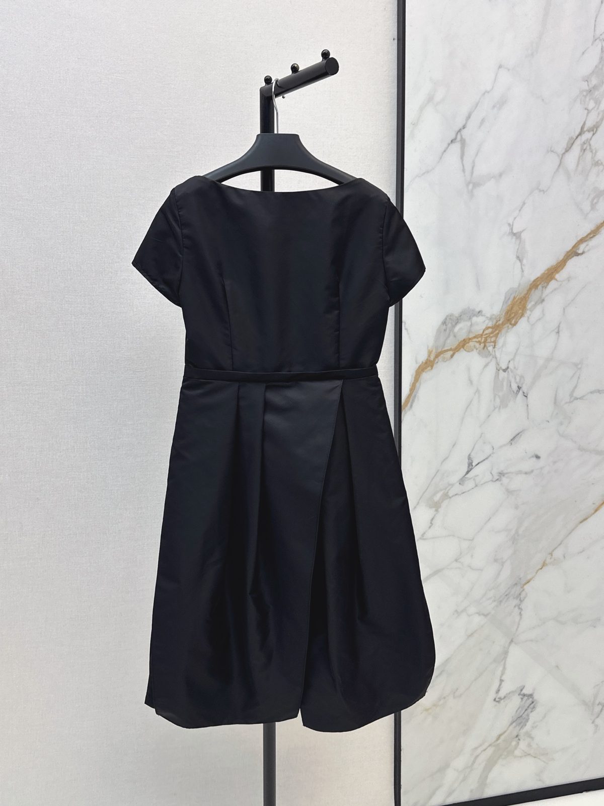 Prada Black Short Sleeve Pleated Dress