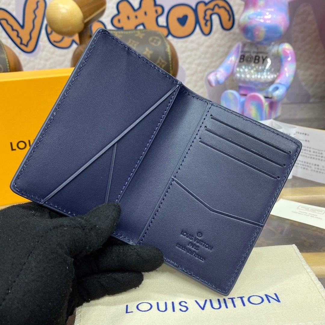Louis Vuitton LV Bifold Leather Wallet Navy