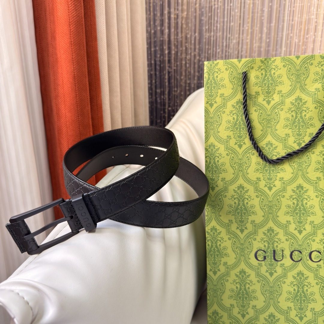 Gucci GG Monogram Leather Belt Black