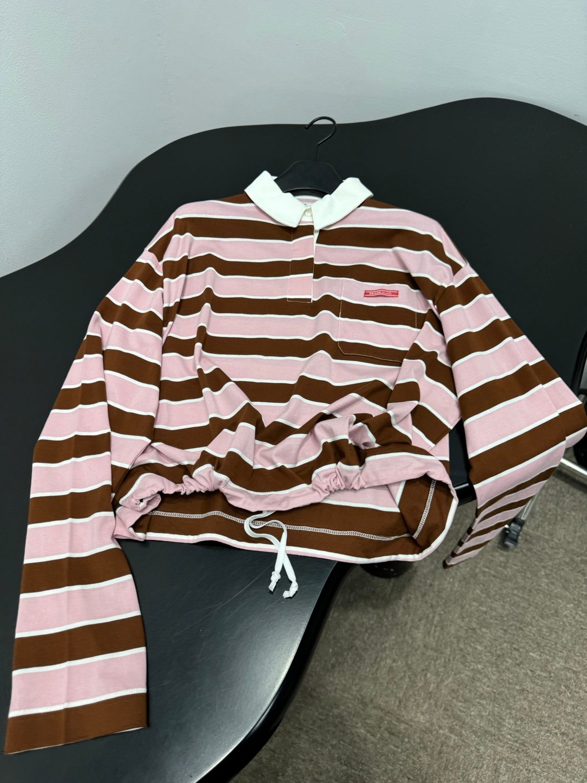 Striped Rugby Polo Shirt Brown Pink