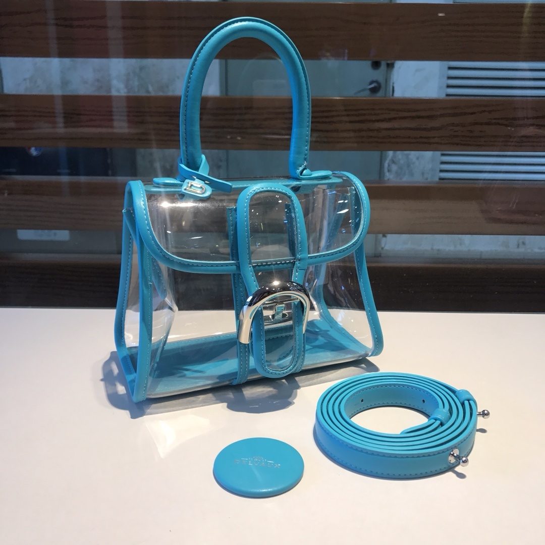 Turquoise Clear PVC Top Handle Tote Bag