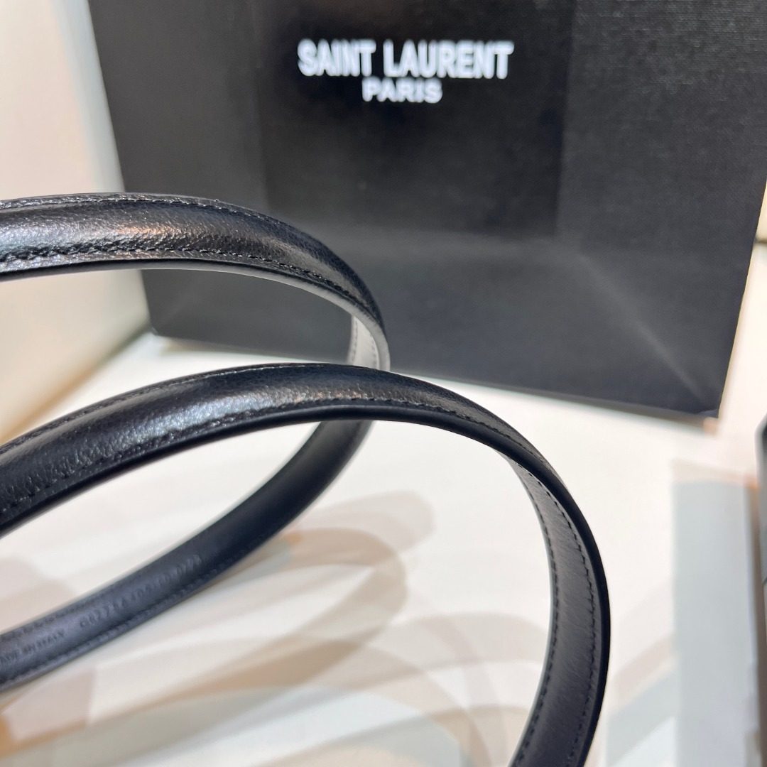 Saint Laurent Paris Black Leather Belt