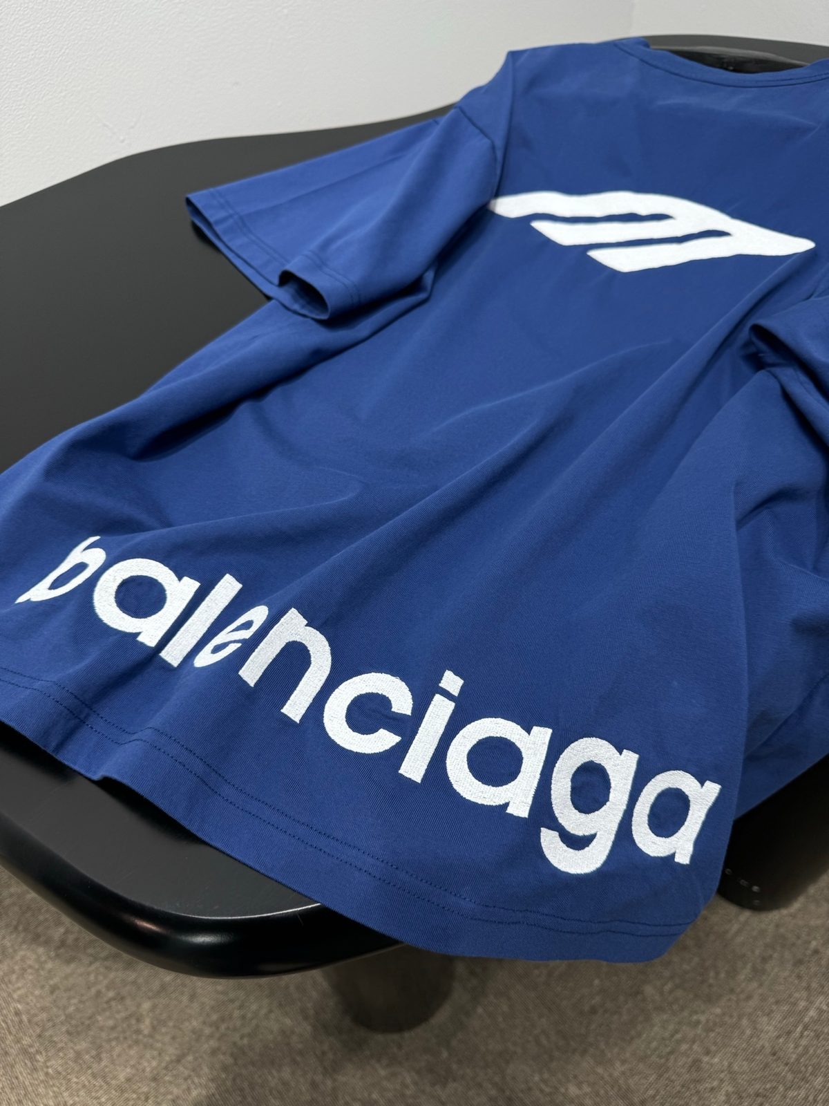 Balenciaga Logo Print Blue T-Shirt
