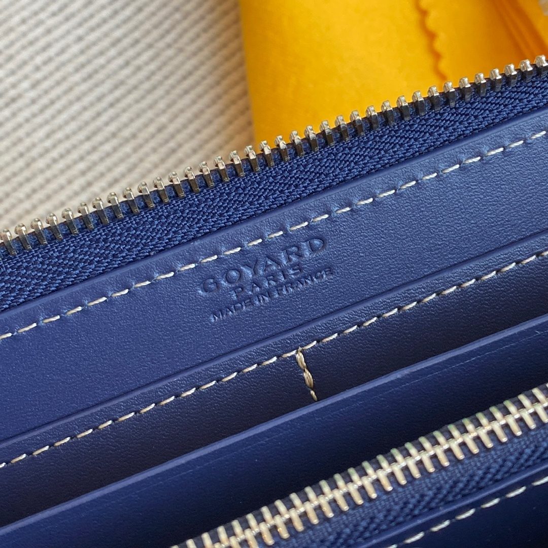 Goyard Navy Blue Leather Zip Wallet