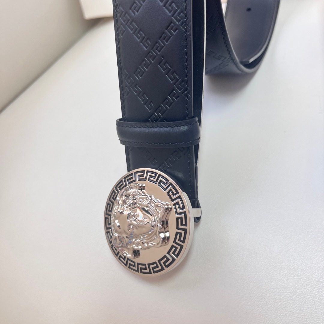 Versace Medusa Head Leather Belt Black