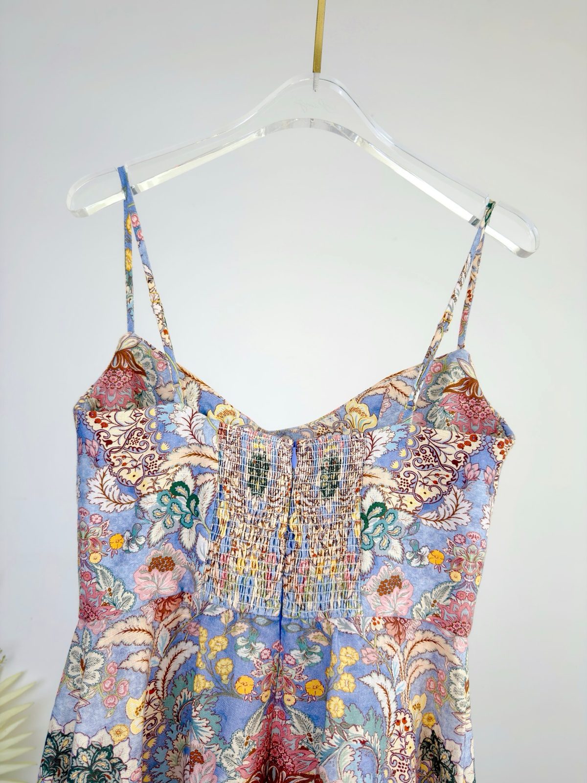 Rebellion Blue Floral Linen Midi Dress
