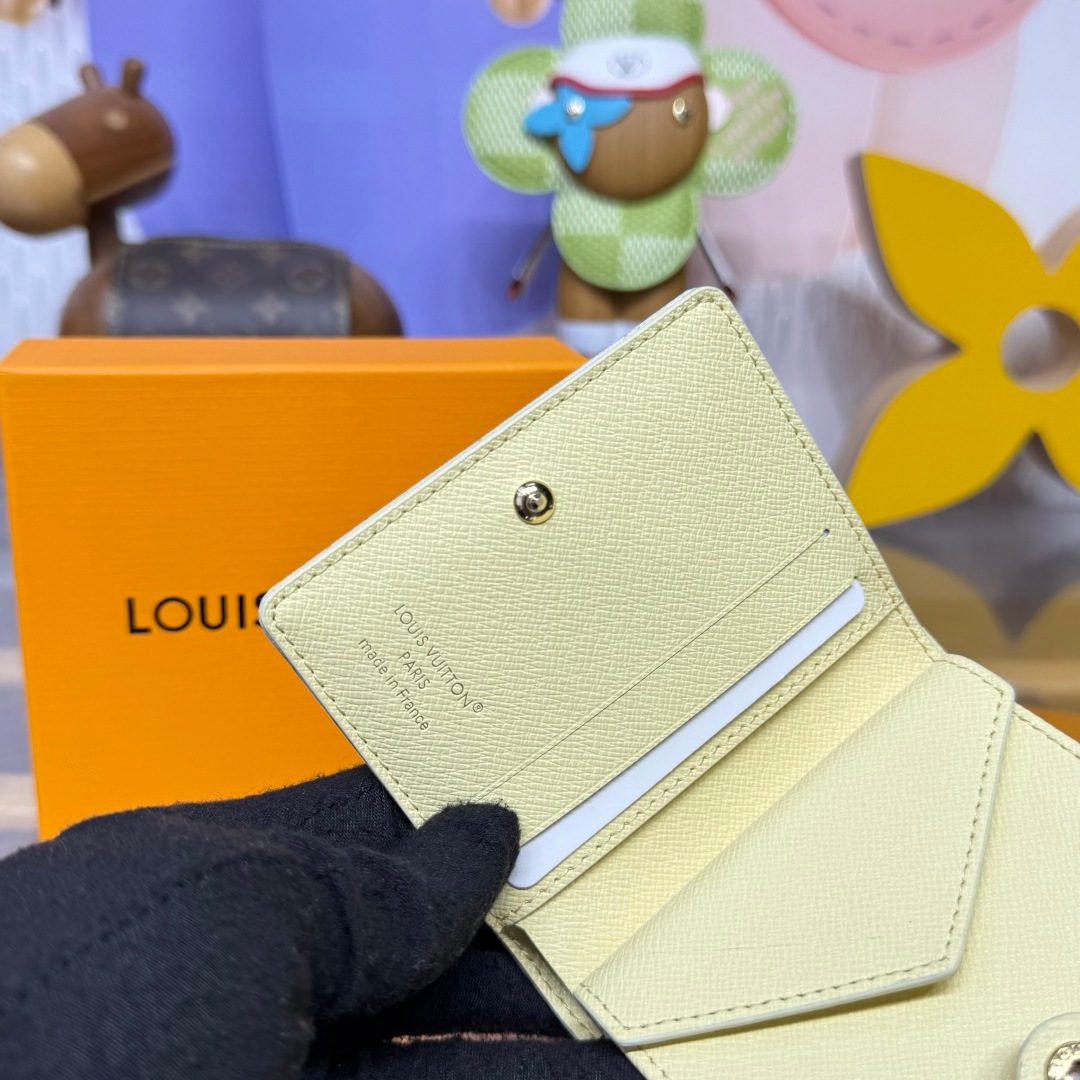 Louis Vuitton Pale Yellow Textured Leather Snap Wallet