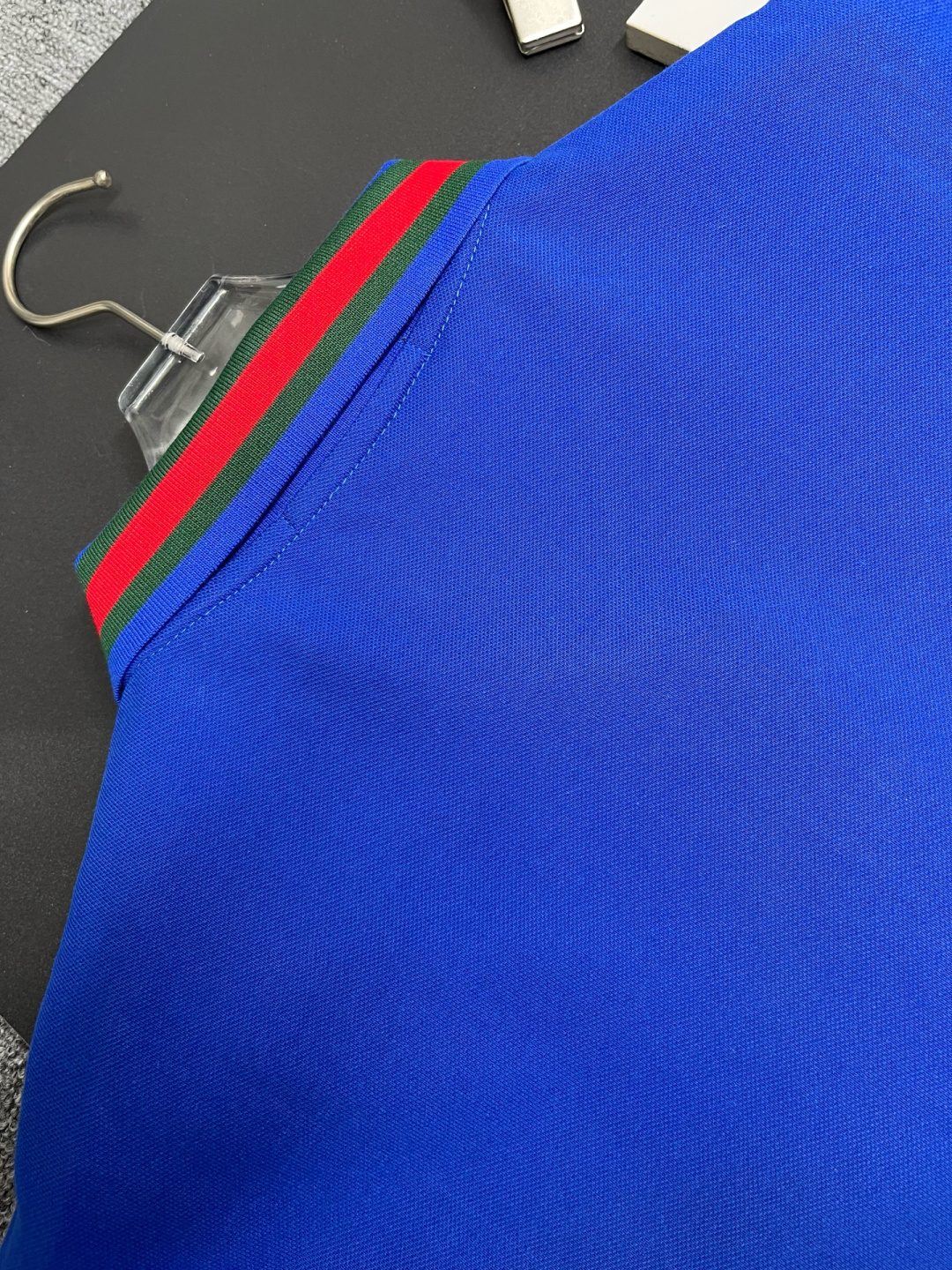 Gucci Web Stripe Blue Polo Shirt