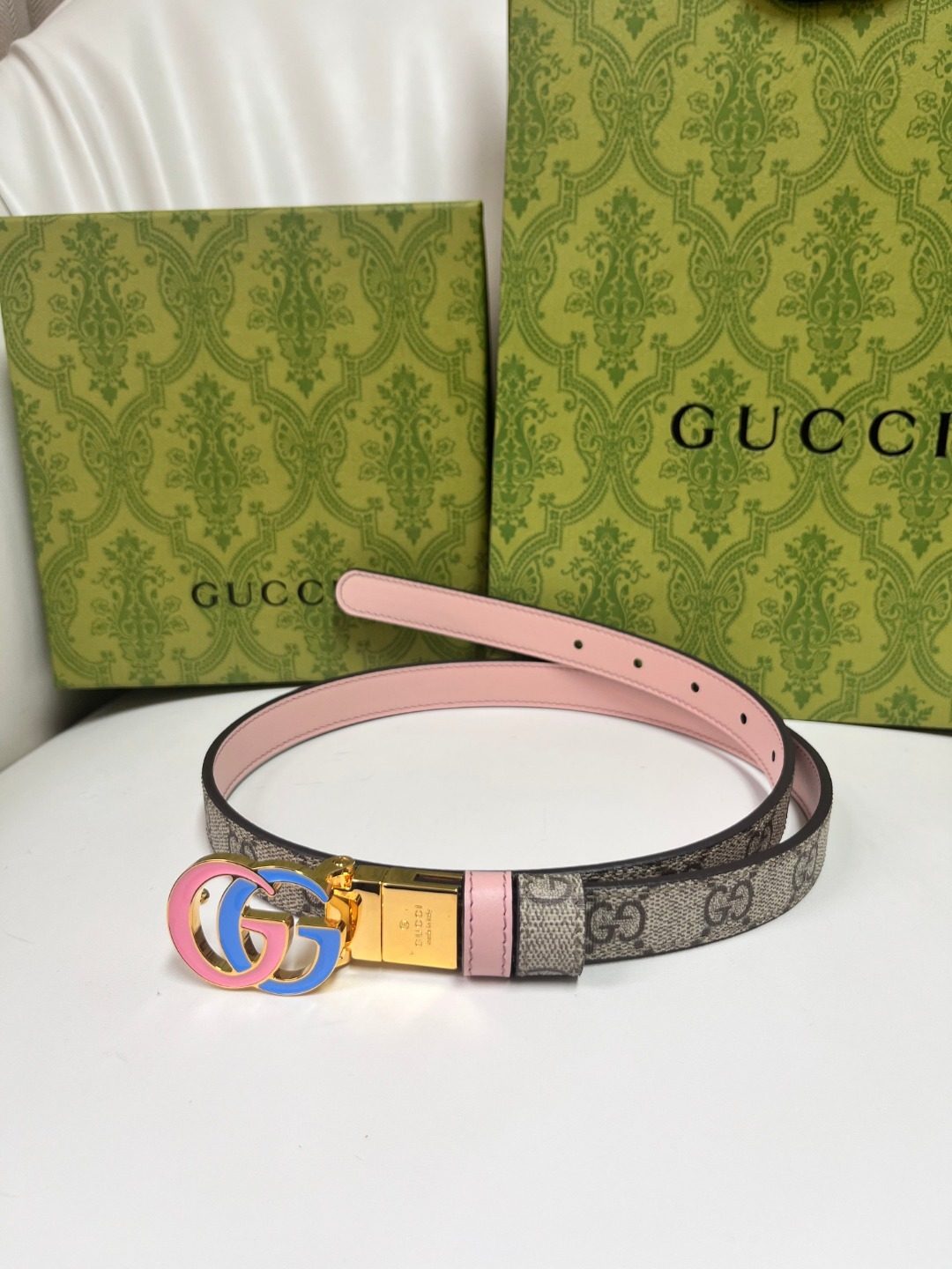 Gucci GG Marmont Leather Belt Pink