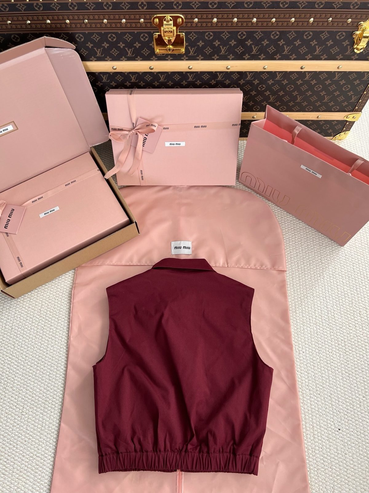 Miu Miu Burgundy Cotton Vest Jacket
