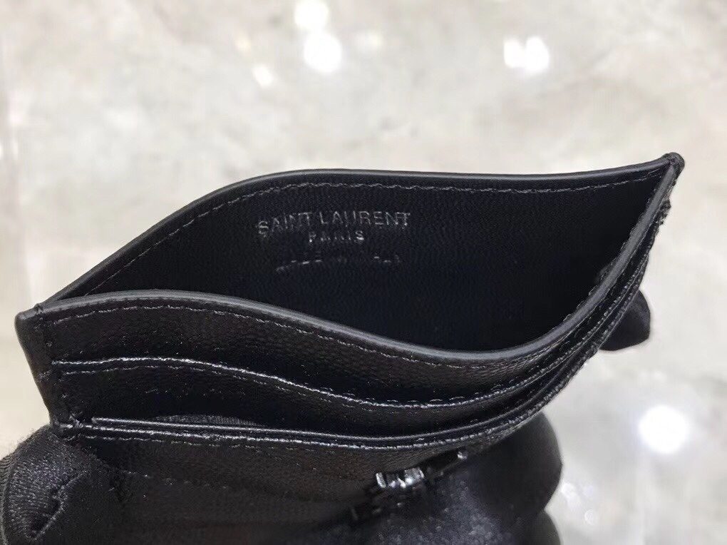 Saint Laurent Black Leather Card Holder Wallet