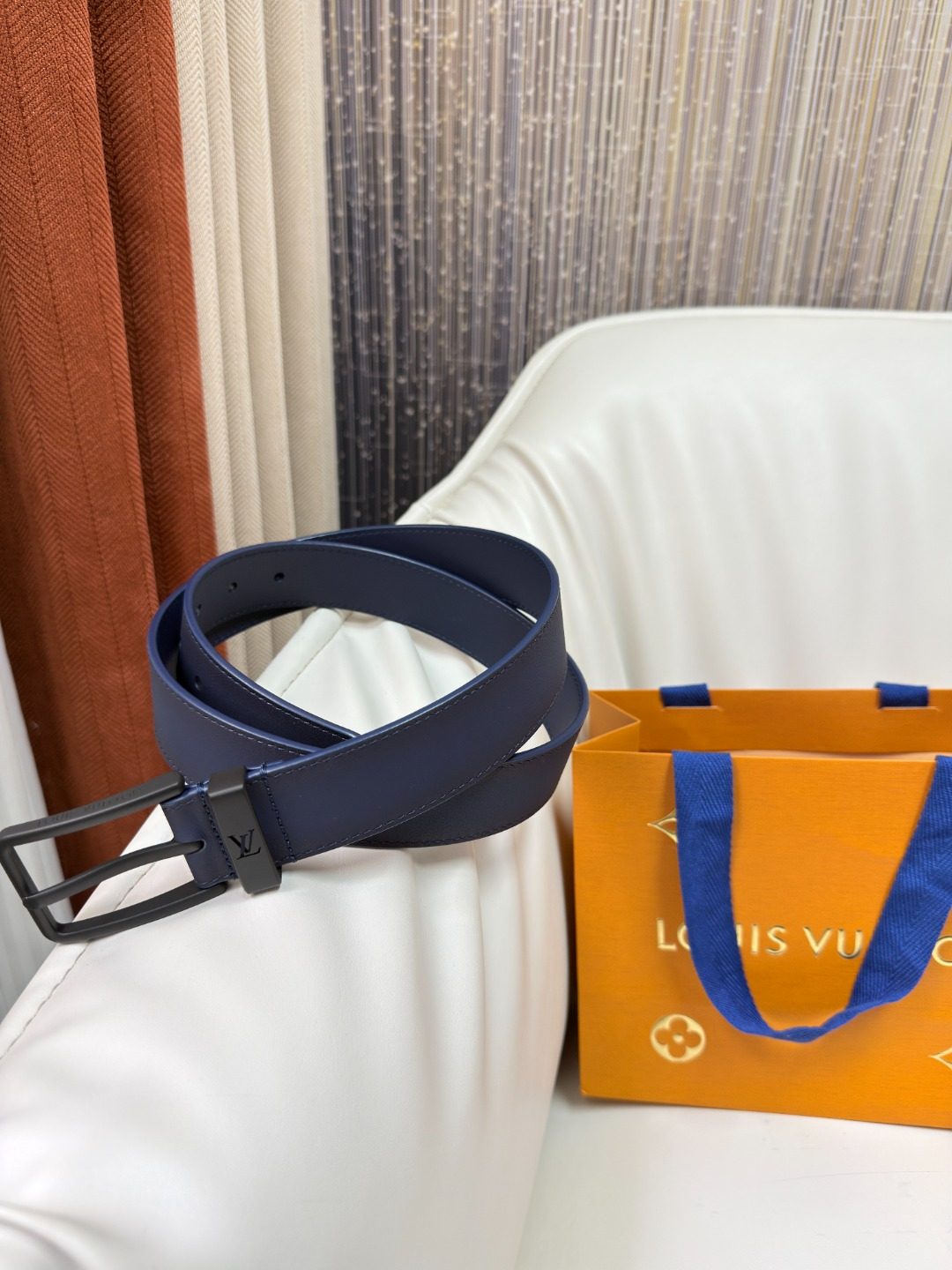 Louis Vuitton Navy Leather Belt
