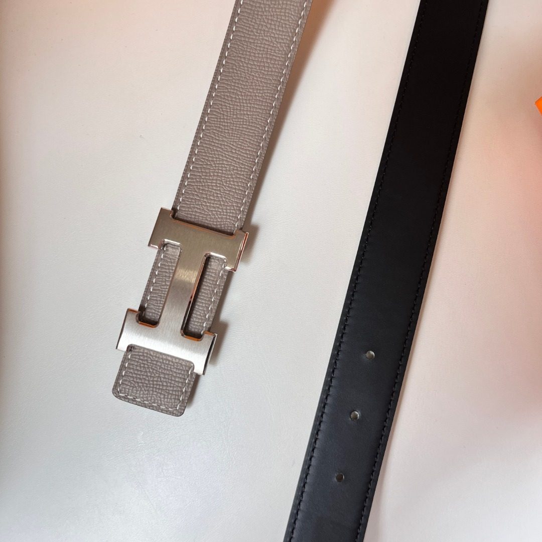 Hermès Reversible Leather Belt with H Buckle