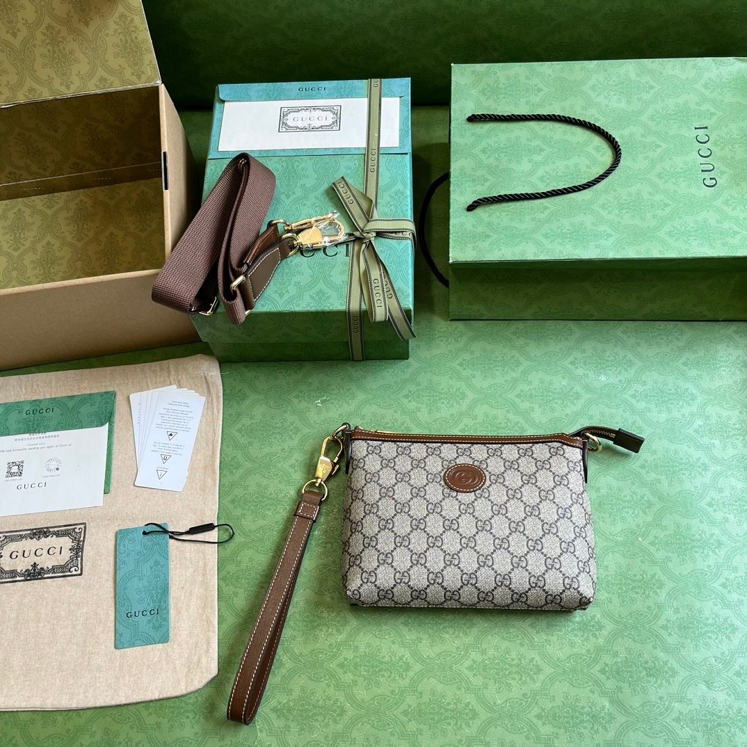 Gucci GG Supreme Canvas Wristlet Clutch