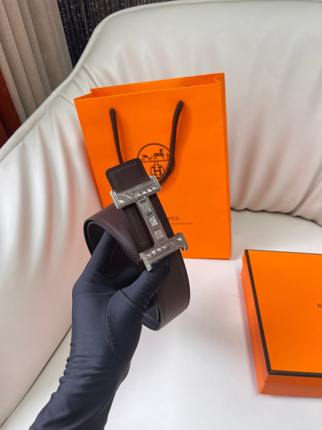 Hermès Reversible Leather Belt with H Buckle