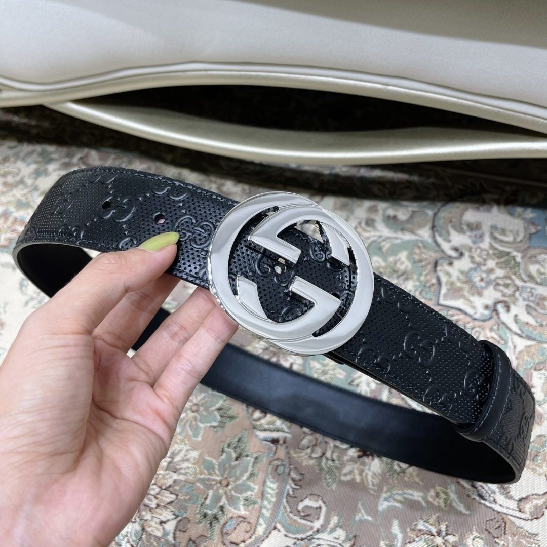 Gucci GG Monogram Leather Belt