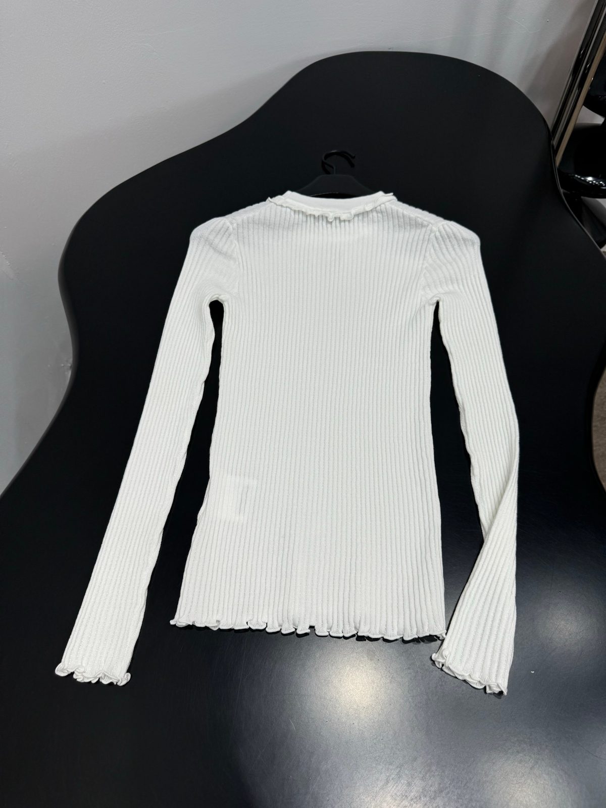 Ribbed Knit Crewneck Long Sleeve Top
