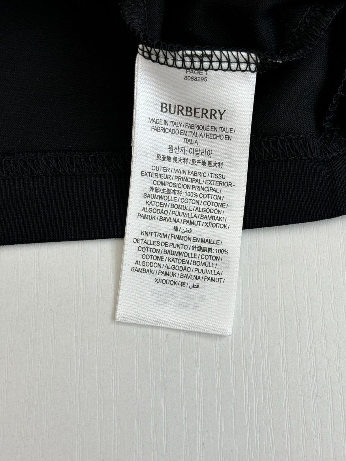 Burberry Black Cotton Crewneck T-Shirt
