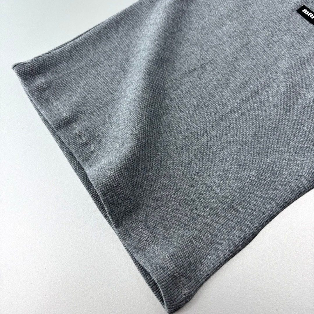 Gray Ribbed Knit Crewneck Sweater