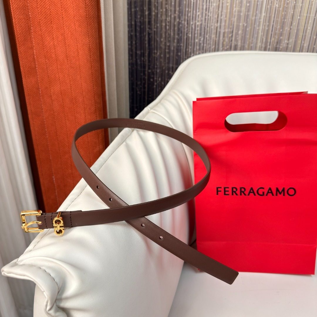 Ferragamo Brown Leather Gancini Belt