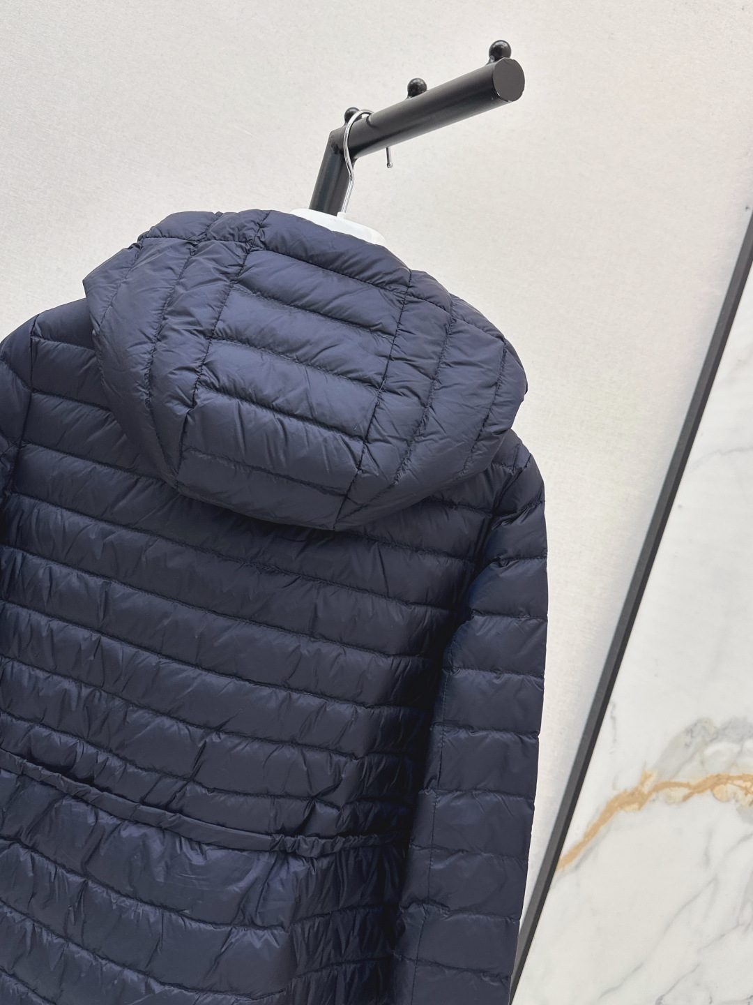 Navy Quilted Hooded Puffer Jacket