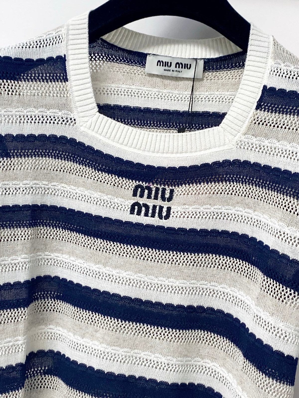Miu Miu Striped Crewneck Knit Sweater