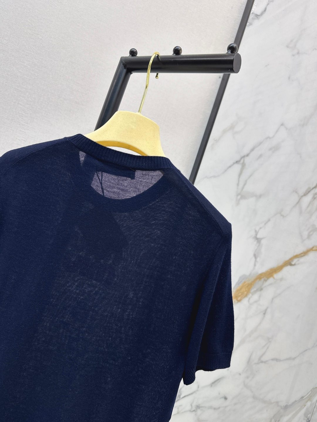 Miu Miu Embroidered Logo Short Sleeve Knit Shirt