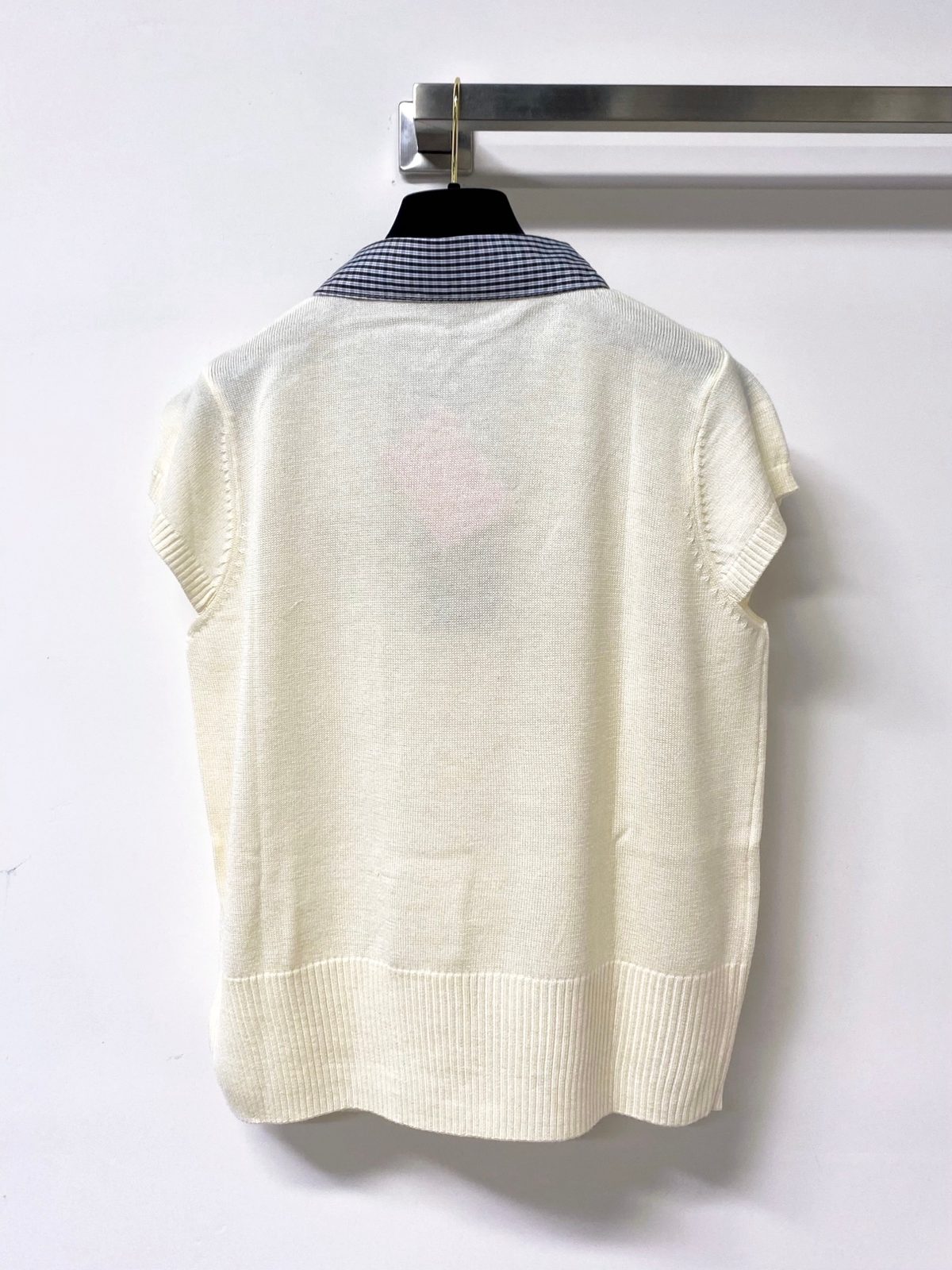 Wool Blend Polo Knit Vest Cream