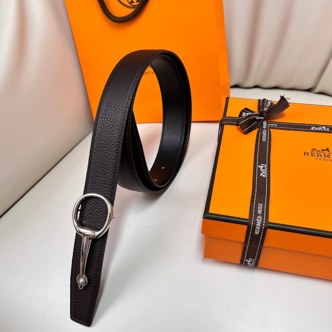 Hermès Reversible Leather Belt Black