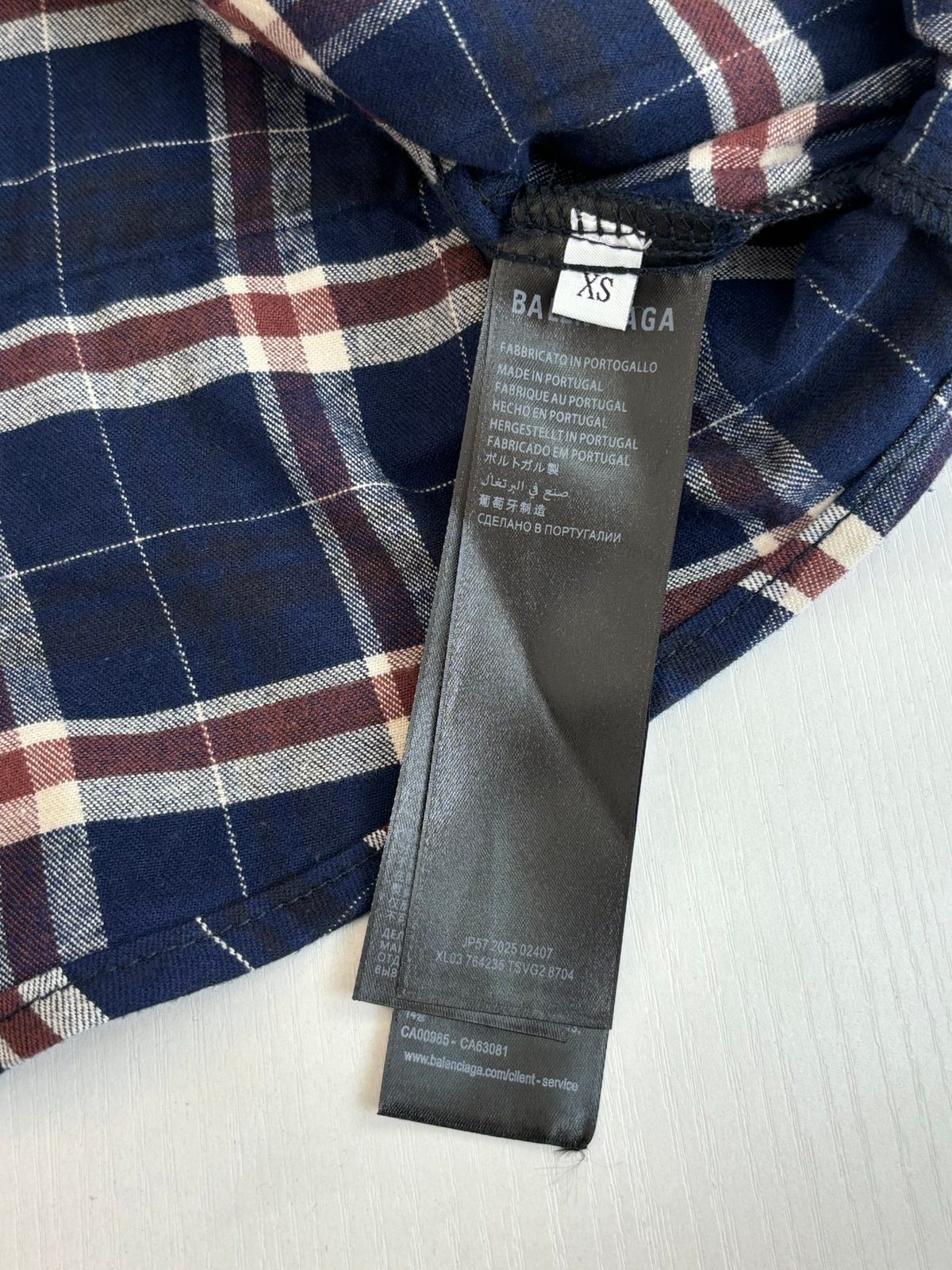 Balenciaga Navy Denim Jacket with Plaid Shirt