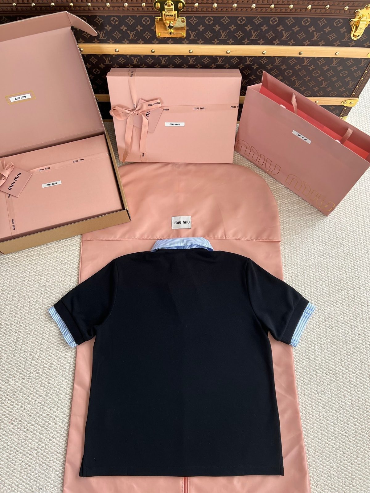 Miu Miu Black Cotton Polo Shirt