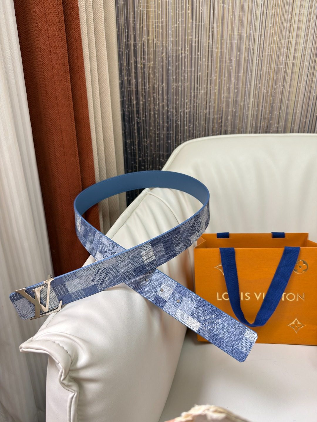 Louis Vuitton Damier Azur Leather Belt