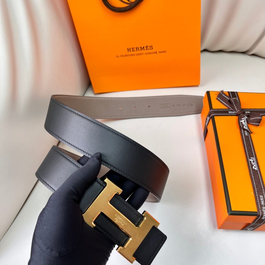 Hermès H Buckle Reversible Leather Belt